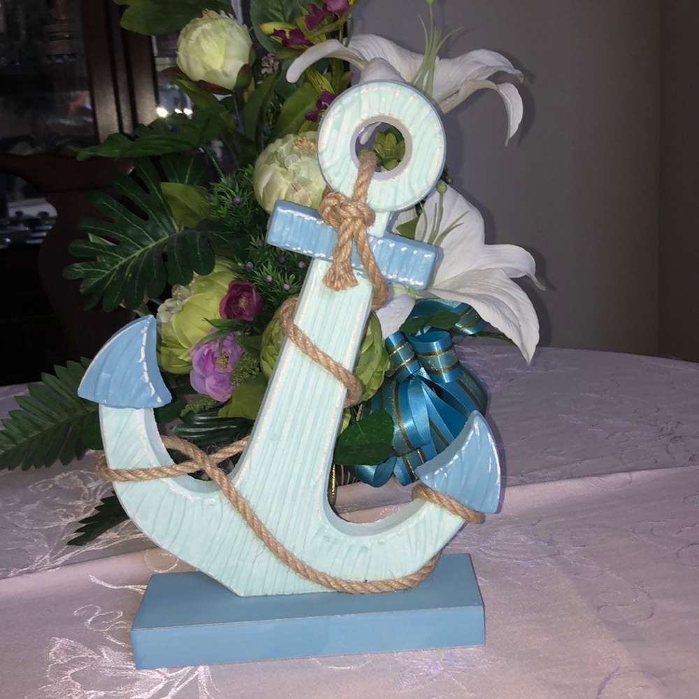 Decorative Wooden Anchor on stand